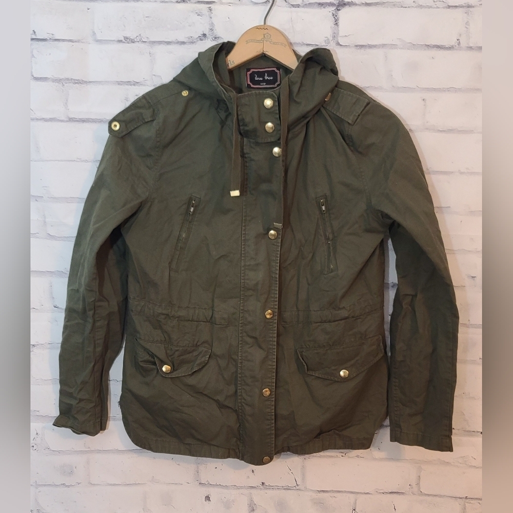 Love Tree Green Cargo Utility Military Style Jacket Large